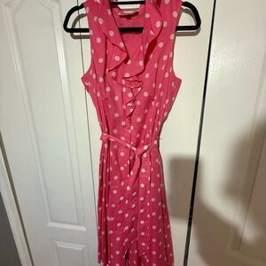 Jones New York Pink Polka Dot Midi Dress